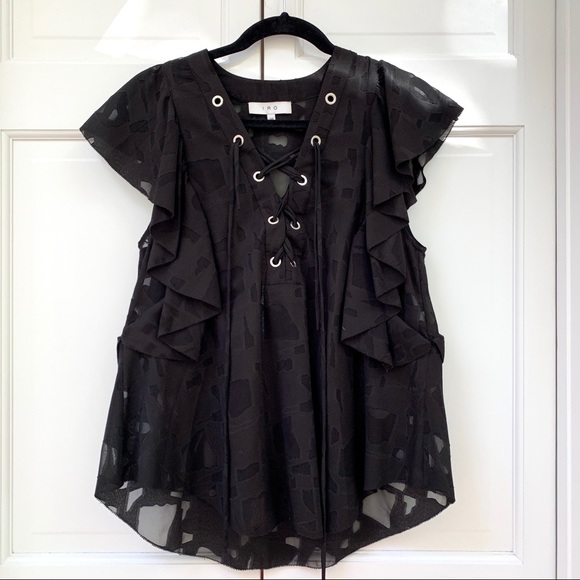 Iro Black Lace-Up Gilka Blouse - Picture 7 of 15